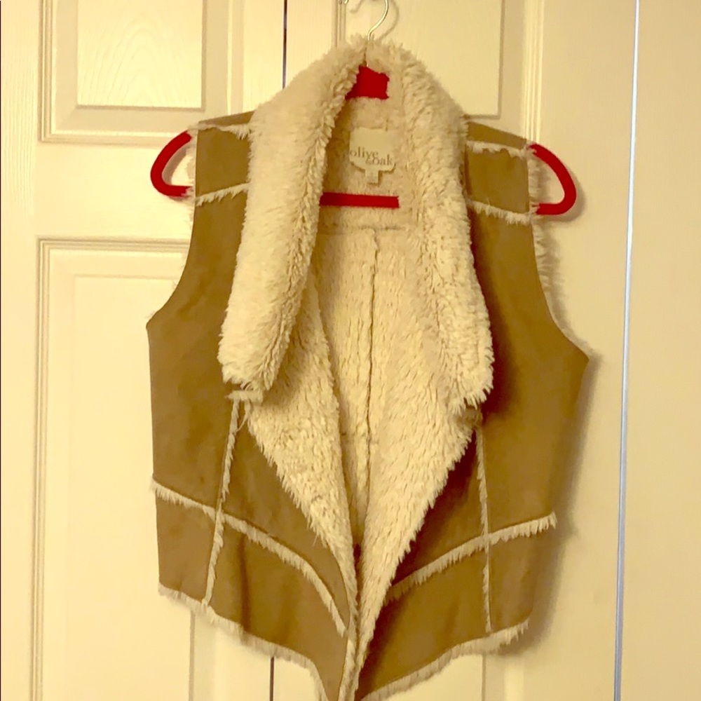 Olive and oak fax fur vest